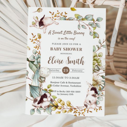 botanisch konijnenkonijn Baby shower QR Kaart