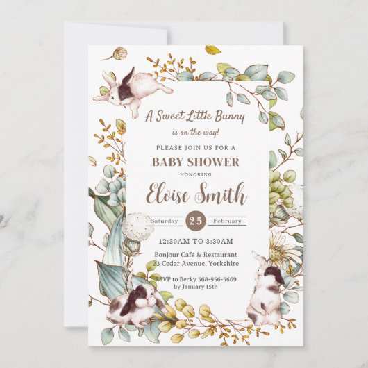  botanisch konijnenkonijn Baby shower QR Kaart (Voorkant)