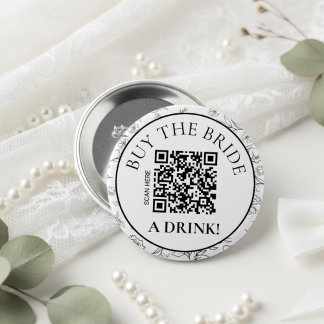 Botanisch Koop de Bruid een Drankje QR Meisjesuitj Ronde Button 7,6 Cm