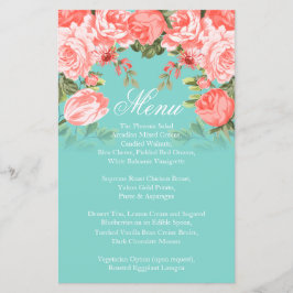 Botanisch koraal en Blauwgroen bloem - Menu