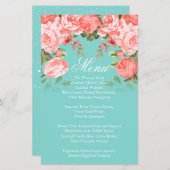Botanisch koraal en Blauwgroen bloem - Menu (Voorkant / Achterkant)