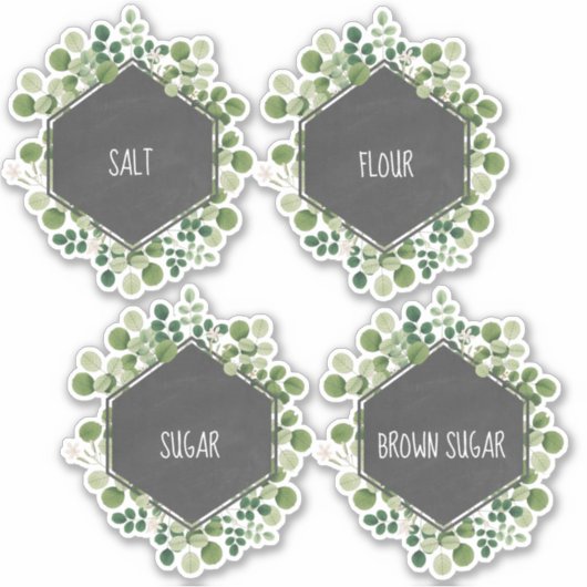 Botanisch krijtbord Keuken Canister Label (Voorkant)