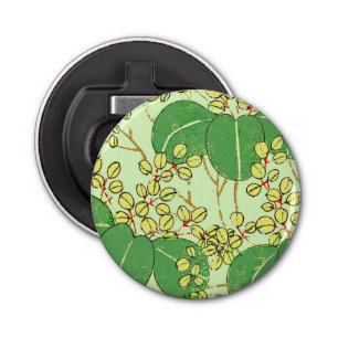 Botanisch kunstpatroon van Japans leder Button Flesopener