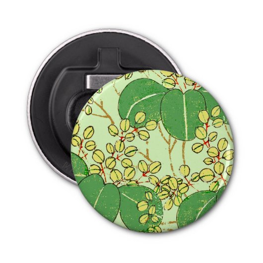 Botanisch kunstpatroon van Japans leder Button Flesopener (Voorkant)
