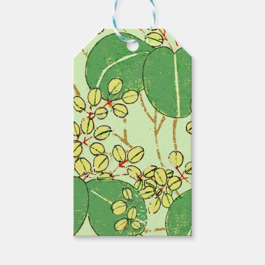 Botanisch kunstpatroon van Japans leder Cadeaulabel (Voorkant)