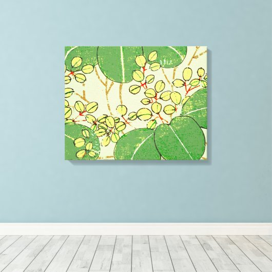 Botanisch kunstpatroon van Japans leder Canvas Afdruk (Insitu (Houten vloer))