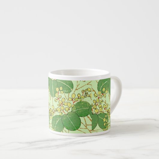Botanisch kunstpatroon van Japans leder Espresso Kop (Voorkant rechts)