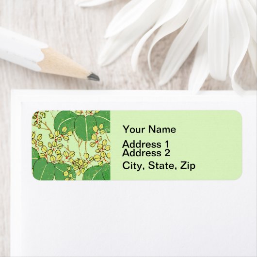 Botanisch kunstpatroon van Japans leder Etiket (Insitu)