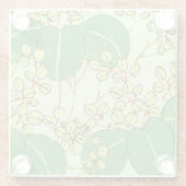 Botanisch kunstpatroon van Japans leder Glazen Onderzetter (Achterkant)