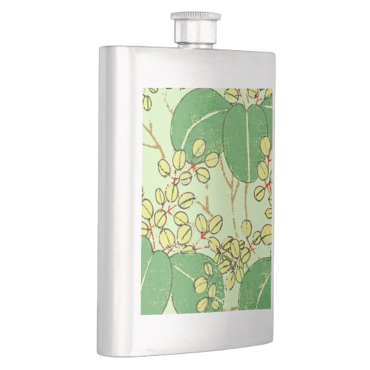 Botanisch kunstpatroon van Japans leder Heupfles (Rechts)