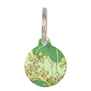 Botanisch kunstpatroon van Japans leder Huisdierpenning