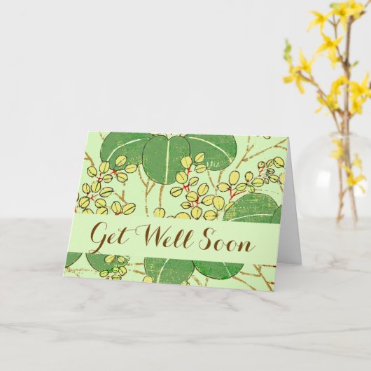 Botanisch kunstpatroon van Japans leder Kaart (Gele Bloem)