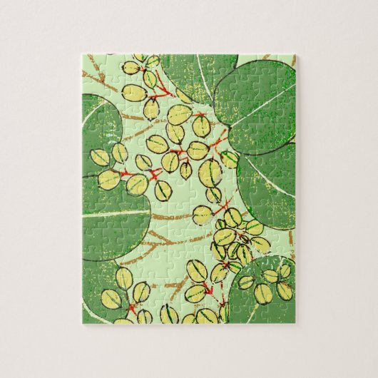 Botanisch kunstpatroon van Japans leder Legpuzzel (Verticaal)