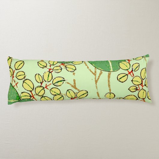 Botanisch kunstpatroon van Japans leder Lichaamskussen (Achterkant)