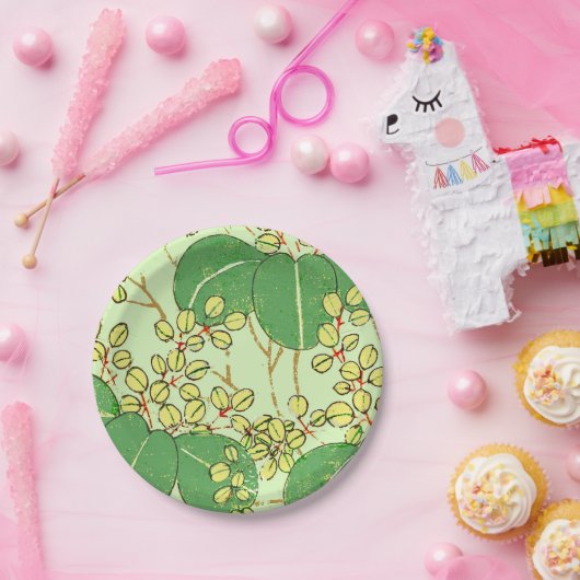 Botanisch kunstpatroon van Japans leder Papieren Bordje (Feest)