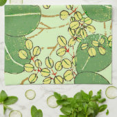 Botanisch kunstpatroon van Japans leder Theedoek (Gevouwen)