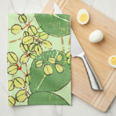 Botanisch kunstpatroon van Japans leder Theedoek (Quarter Fold)