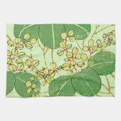 Botanisch kunstpatroon van Japans leder Theedoek (Horizontaal)