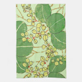 Botanisch kunstpatroon van Japans leder Theedoek (Verticaal)