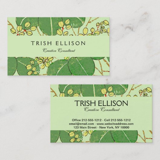 Botanisch kunstpatroon van Japans leder Visitekaartje (Voorkant / Achterkant)