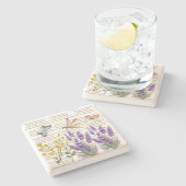 Botanisch kunstwerk Mooie handgeschreven brieven s Stenen Onderzetter (Zijkant)