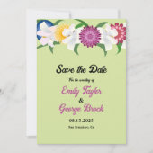 Botanisch land Boho Rozen Spring Floral Wedding Save The Date (Voorkant)