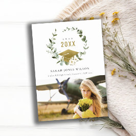 Botanisch Leafy Wreatfoto Gold Afstuderen Aankondiging