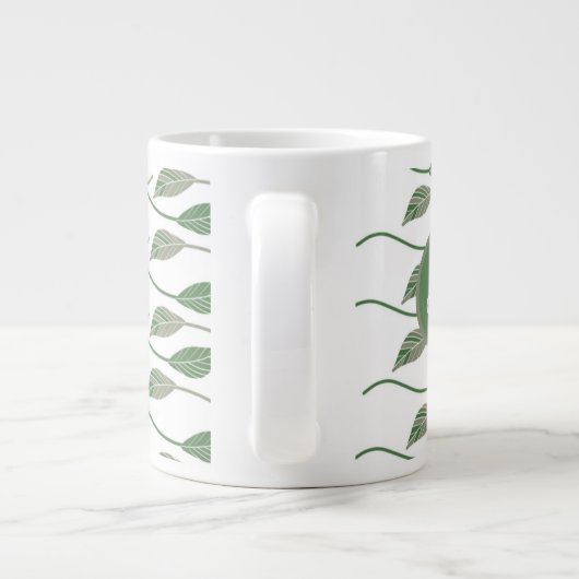 Botanisch leder Greenery Hand Drawn Pattern Grote Koffiekop (Achterkant)