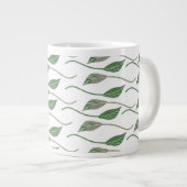 Botanisch leder Greenery Hand Drawn Pattern Grote Koffiekop (Voorkant rechts)