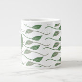 Botanisch leder Greenery Hand Drawn Pattern Grote Koffiekop (Voorkant)