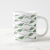 Botanisch leder Greenery Hand Drawn Pattern Grote Koffiekop (Rechts)