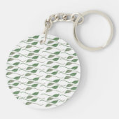 Botanisch leder Greenery Hand Drawn Pattern Sleutelhanger (Achterkant)