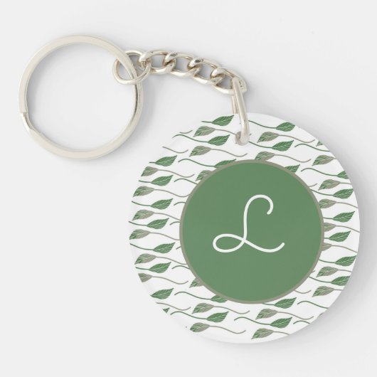 Botanisch leder Greenery Hand Drawn Pattern Sleutelhanger (Voorkant)