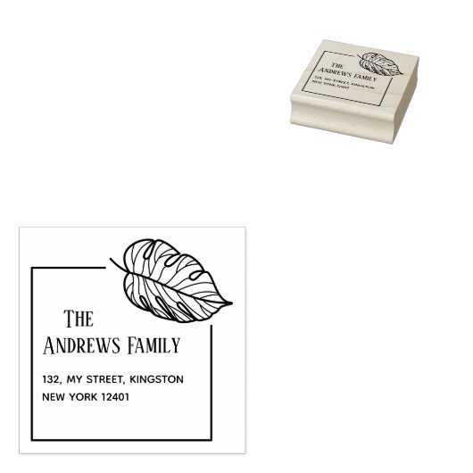 Botanisch leder rubberstempel (Gestempeld)