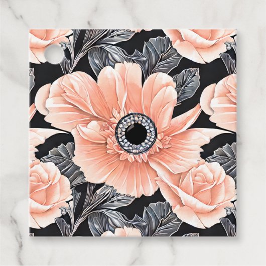 Botanisch lichtdoorlatend patroon bedankjes labels (Voorkant)