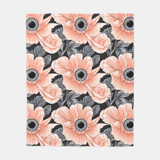 Botanisch lichtdoorlatend patroon fleece deken (Voorkant)