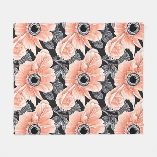 Botanisch lichtdoorlatend patroon fleece deken (Voorkant (Horizontaal))