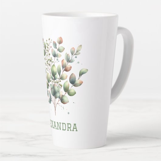 Botanisch lichtgroen Eucalyptus verlaat persoonlij Latte Mok (Rechterhoek)