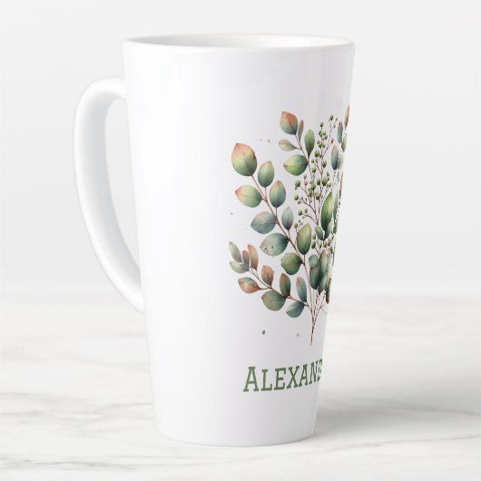 Botanisch lichtgroen Eucalyptus verlaat persoonlij Latte Mok (Linkerhoek)