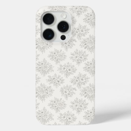 Botanisch lijnboeketpatroon Case-Mate iPhone case (Achterkant)