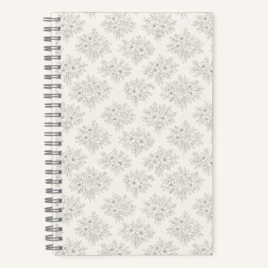 Botanisch lijnboeketpatroon notitieboek (Voorkant)