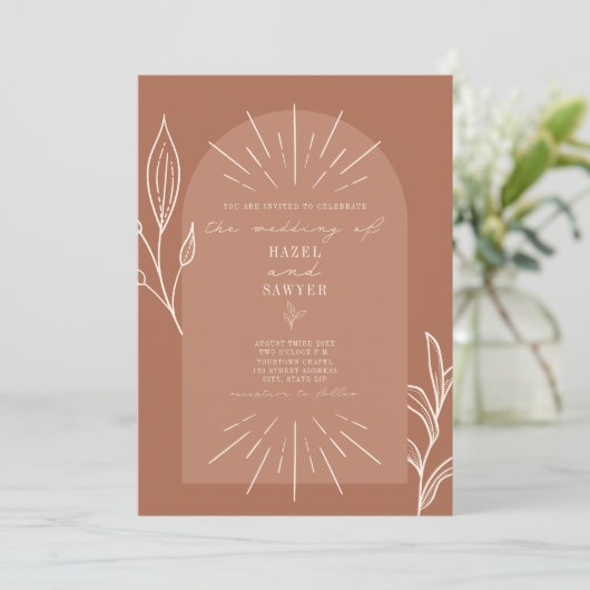 Botanisch lijntekenscript terracotta kaart (Staand voorkant)