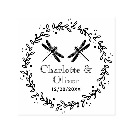 Botanisch Lijst 2 Dragonflies Paar Namen Datum Zelfinktende Stempel (Design)