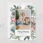 Botanisch Lijst Foto Vrolijk Kerstfeest Feestdagenkaart (Voorkant)
