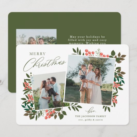 Botanisch Lijst Kerst Kaart (Voorkant / Achterkant)