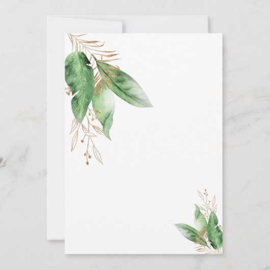 Botanisch Lijst met tropisch leder en goudBaby sho Kaart (Achterkant)