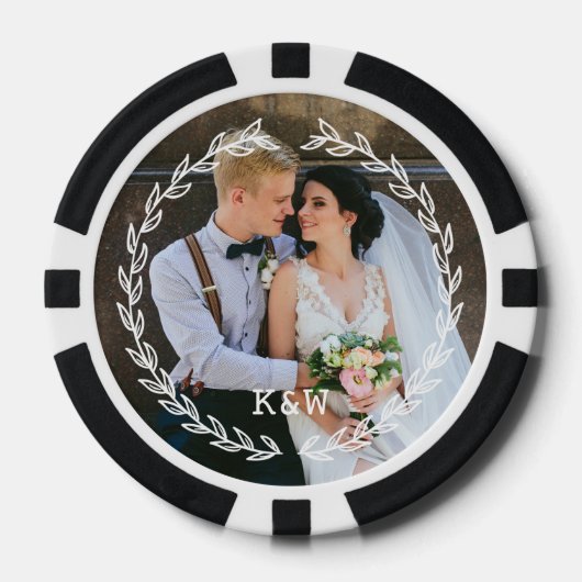  Botanisch Lijst Monogrammen Foto Poker Chips (Voorkant)