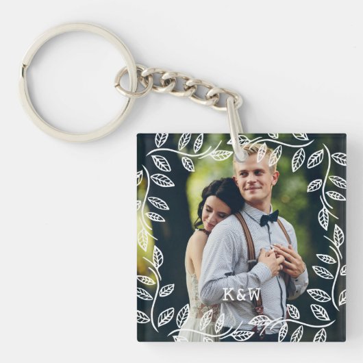  Botanisch Lijst Monogrammen Foto Sleutelhanger (voorkant)