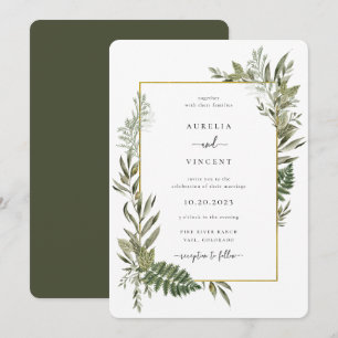 Botanisch Lijst Olive Green Weddena Invita Kaart