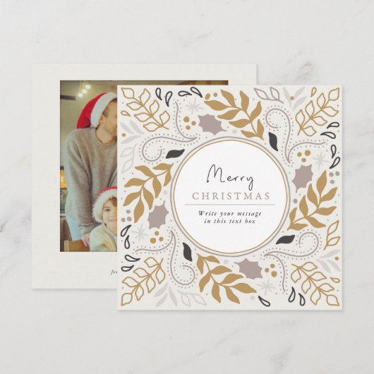  Botanisch Lijst Vrolijk Kerstfeest Fotokaart Feestdagenkaart (Voorkant / Achterkant)